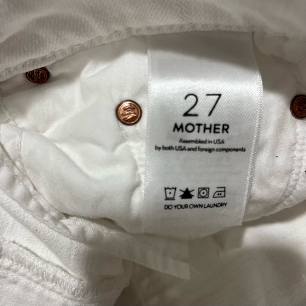 MOTHER The Almost Saint Innocent White Crop Jeans Size 27 Distressed - Picture 8 of 10